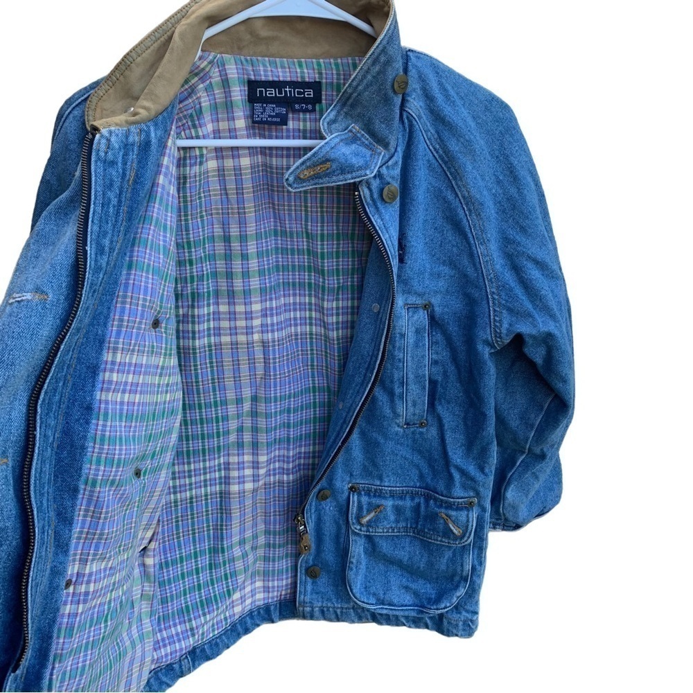 Vintage Nautica Women’s Blue Jean Denim Coat Plaid Liner Small - Picture 6 of 10